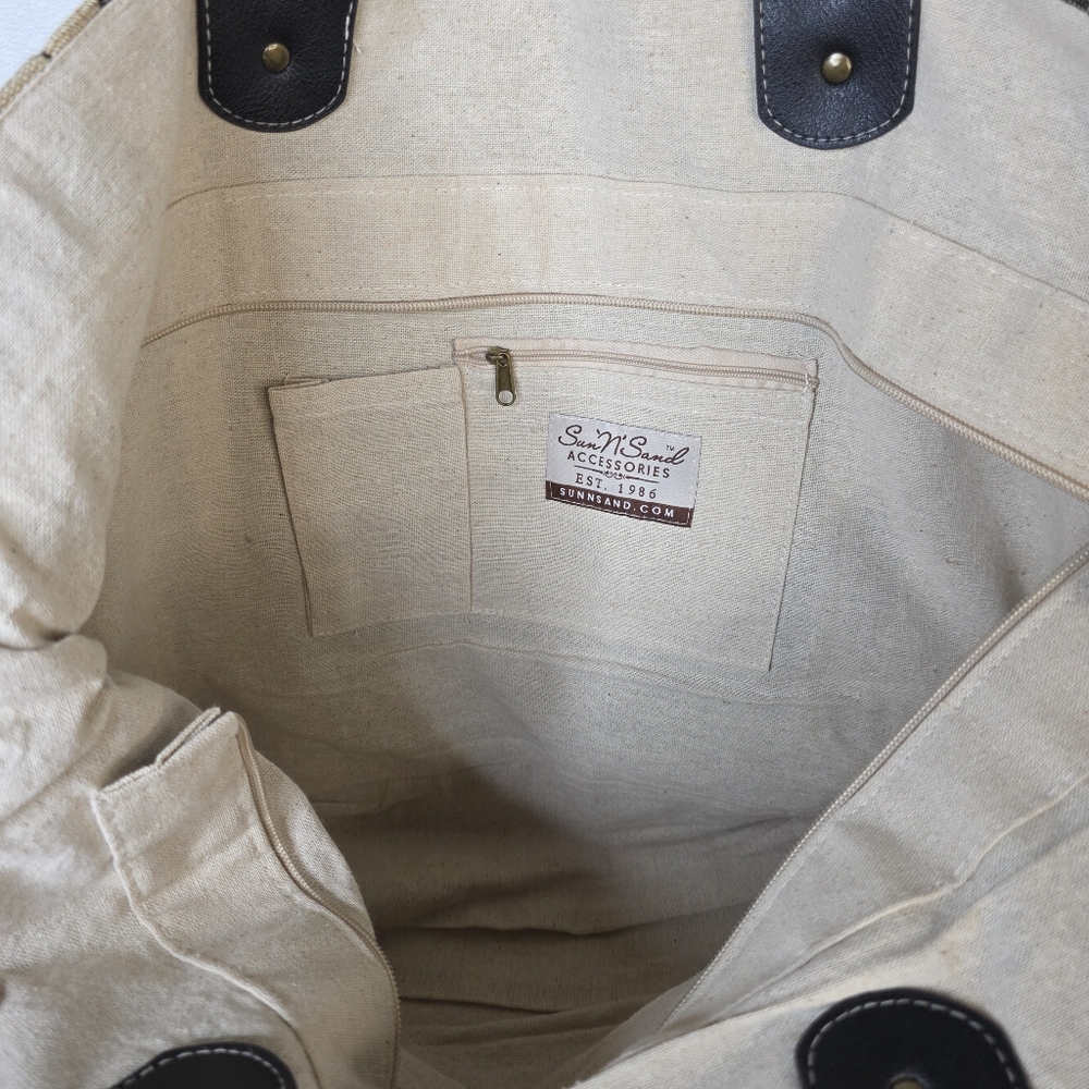 Sun n sand large cotton zipper beach‎ tote bag. - Picture 5 of 7